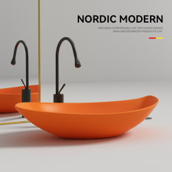 Ceramic Countertop Washbasin Single Basin Matte Orange Gray Washbasin Home Balcony Bathroom Creative Leaves Ceramic Countertop Washbasin Single Basin Matte Orange Gray Washbasin Home Balcony Bathroom Creative Leaves