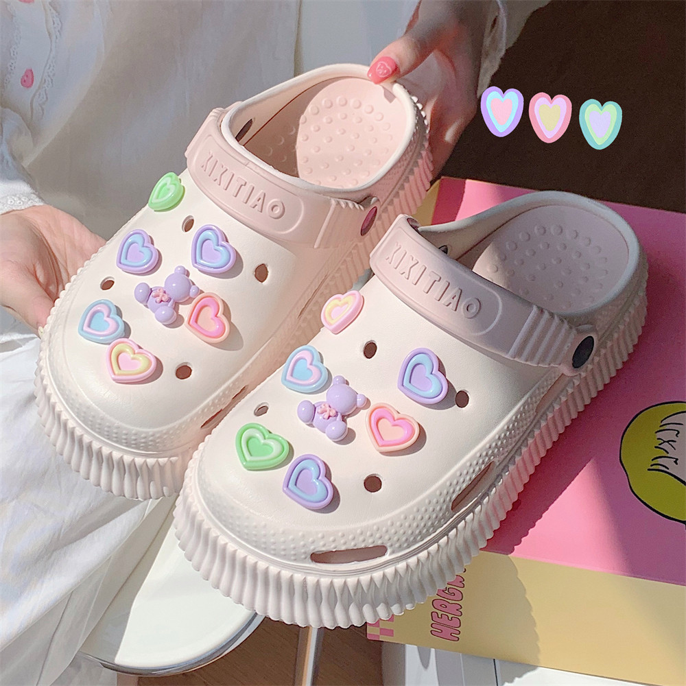 少女心沙滩凉拖鞋女夏季EVA厚底洞洞鞋踩屎感可爱学生松糕鞋