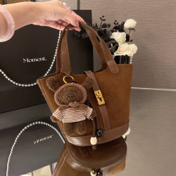 Myfsnh This Year's Trendy Frosted Vegetable-Tanned Leather Basket Bag for Women 2025 New Bucket Bag Single Shoulder Crossbody Bag Myfsnh This Year's Trendy Frosted Vegetable-Tanned Leather Basket Bag for Women 2025 New Bucket Bag Single Shoulder Crossbody Bag