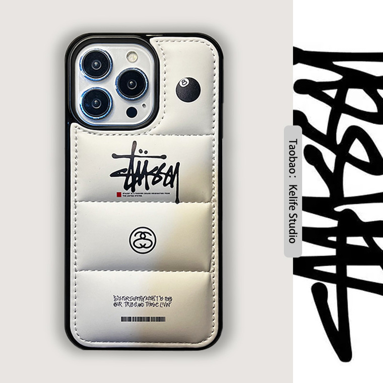 STUSSY Black 8 Drawing Illustration Puffy Puffer Down Jacket 15, 14, 13, 12, 11 iPhone Case