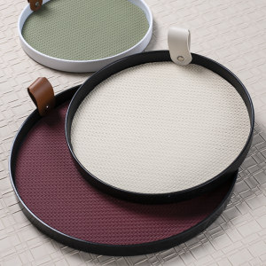 Braid leather handmade round aromatherapy tray home porch desktop storage jewelry tray high-value ornament tray 
Braid leather handmade round aromatherapy tray home porch desktop storage jewelry tray high-value ornament tray