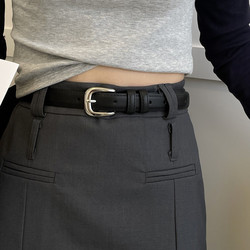 Closet Essential Belt for Women, Simple yet High-End, Shiny Silver Buckle, Genuine Leather Belt, Student Youth Decorative Korean Style Belt Closet Essential Belt for Women, Simple yet High-End, Shiny Silver Buckle, Genuine Leather Belt, Student Youth Decorative Korean Style Belt