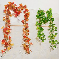 Artificial Green Plant Vines, Plastic Fake Flowers, Red Maple Leaves, Green Radish Vines, Wall Hanging, Ceiling Climbing, Simple Decoration Artificial Green Plant Vines, Plastic Fake Flowers, Red Maple Leaves, Green Radish Vines, Wall Hanging, Ceiling Climbing, Simple Decoration