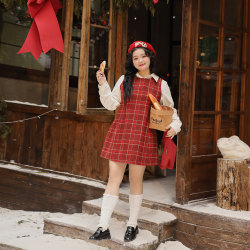 DM100 right shoulder white shirt plaid tank top suit DM100 right shoulder white shirt plaid tank top suit
