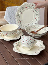 Household Underglaze Ceramic Tableware Set, High-End Bowls and Plates, Light Luxury Rose Dinner Plates, Bowls and Dishes, Housewarming Gift Household Underglaze Ceramic Tableware Set, High-End Bowls and Plates, Light Luxury Rose Dinner Plates, Bowls and Dishes, Housewarming Gift