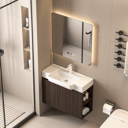 Bathroom Small Apartment Ceramic Integrated Basin Bathroom Cabinet Combination Narrow Edge Washbasin Large Belly Wash Basin Bathroom Small Apartment Ceramic Integrated Basin Bathroom Cabinet Combination Narrow Edge Washbasin Large Belly Wash Basin