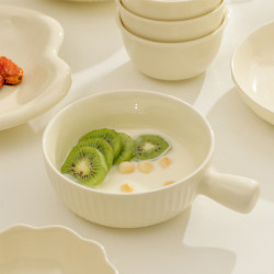 Cream-Colored Creative Ceramic Tableware, Baking Bowl with Handle, Soup Bowl, Instant Noodle Bowl, Snail Noodle Bowl, Household Salad Bowl, Baked Rice Bowl for One Person Cream-Colored Creative Ceramic Tableware, Baking Bowl with Handle, Soup Bowl, Instant Noodle Bowl, Snail Noodle Bowl, Household Salad Bowl, Baked Rice Bowl for One Person
