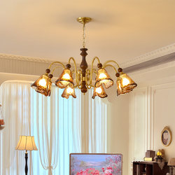 Medieval Style Living Room Chandelier Walnut Color American Retro Creative Amber Glass Chandelier New Solid Wood Chandelier Medieval Style Living Room Chandelier Walnut Color American Retro Creative Amber Glass Chandelier New Solid Wood Chandelier
