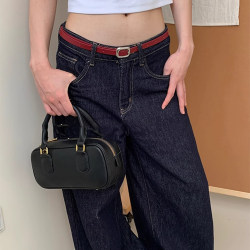 Casual and High-End Metal Square Buckle Red Belt for Women, Preppy Style Casual Leather Belt, Versatile Daily Accessories Belt Casual and High-End Metal Square Buckle Red Belt for Women, Preppy Style Casual Leather Belt, Versatile Daily Accessories Belt