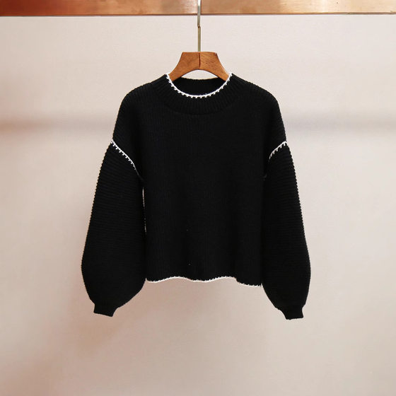 Zhuoya French winter new style fashionable and versatile contrast knitting design round neck loose lantern sleeve sweater knitted sweater
Zhuoya French winter new style fashionable and versatile contrast knitting design round neck loose lantern sleeve sweater knitted sweater