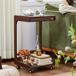 Solid wood movable laptop table sofa side table small apartment bedroom bedside table lazy bed desk Solid wood movable laptop table sofa side table small apartment bedroom bedside table lazy bed desk