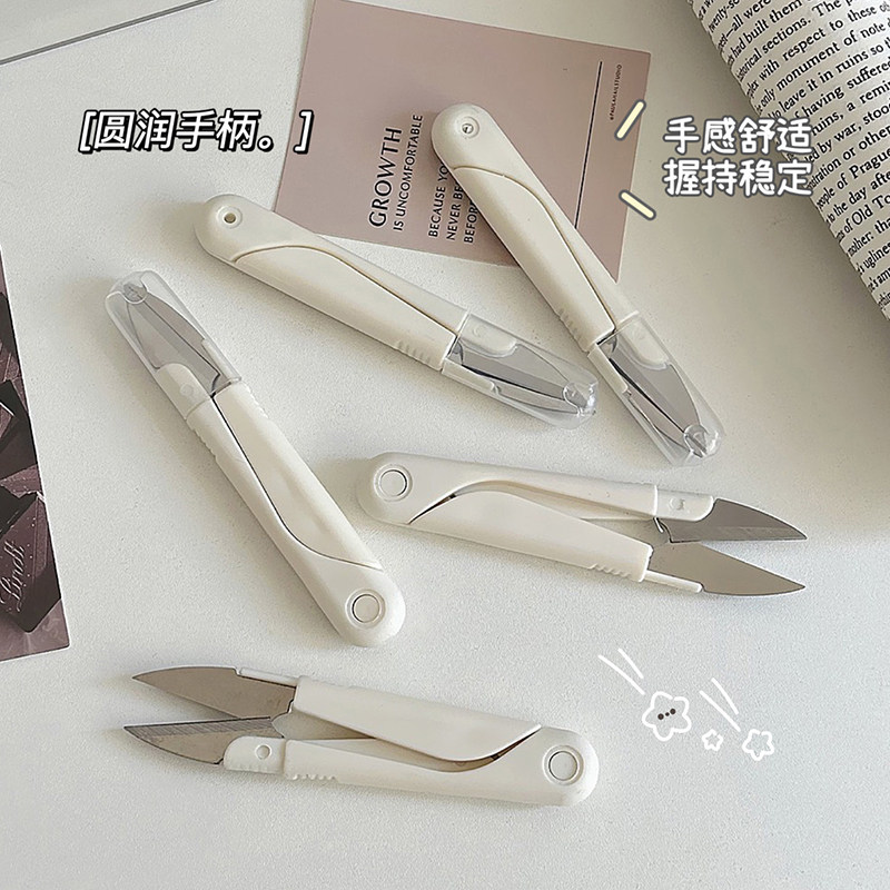 U 자형 둥근 머리 스프링 바느질 가정용 휴대용 운반용 수제 작은 가위 스테인레스 스틸 크로스 스티치 스레드 트리밍 가위-