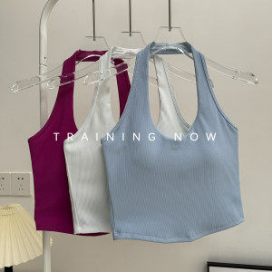 Hanging neck vest female wears chest pads beautiful back sexy breast shock anti -gathered gathered fitness yoga dry sports underwear Hanging neck vest female wears chest pads beautiful back sexy breast shock anti -gathered gathered fitness yoga dry sports underwear