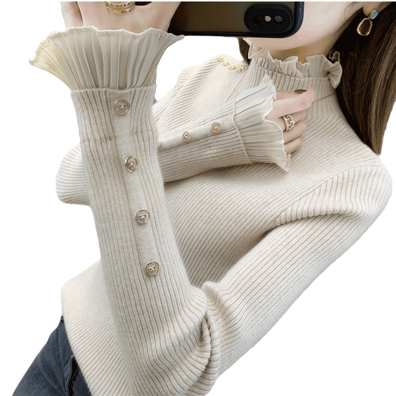 2025 autumn and winter lace knitted half turtleneck slim base shirt for women's fashionable inner short sweater top
2025 autumn and winter lace knitted half turtleneck slim base shirt for women's fashionable inner short sweater top