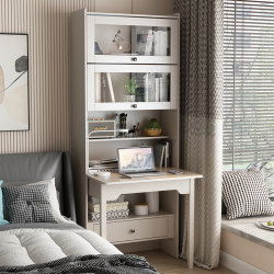 Solid Wood Folding Desk and Bookcase Integrated Modern Minimalist Bedroom Computer Desk Bookshelf Bedside Corner Integrated Desk Cabinet Solid Wood Folding Desk and Bookcase Integrated Modern Minimalist Bedroom Computer Desk Bookshelf Bedside Corner Integrated Desk Cabinet