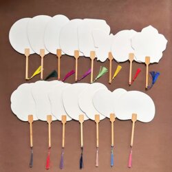 Blank Painting Lacquer Fan, Thickened Rice Paper Round Fan, Traditional Style Paper Fan, Children's Calligraphy, Chinese Painting, Painting Lacquer Fan Surface Paper Blank Painting Lacquer Fan, Thickened Rice Paper Round Fan, Traditional Style Paper Fan, Children's Calligraphy, Chinese Painting, Painting Lacquer Fan Surface Paper