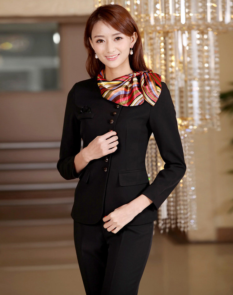 酒店工作服秋冬装女前台收银员工装美容技师空姐制服职业套装长袖