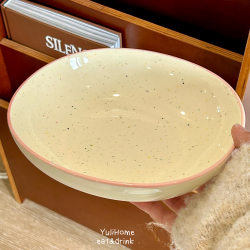 Yulihome Cute Pink Splash-Ink Ceramic Underglaze Color Deep Plate Tableware Dinner Plate Yulihome Cute Pink Splash-Ink Ceramic Underglaze Color Deep Plate Tableware Dinner Plate