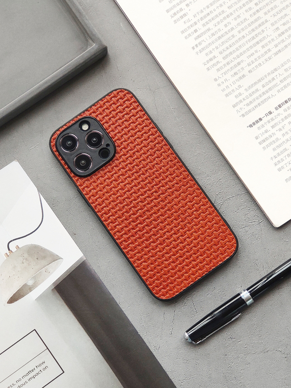 Premium Weave Mesh | Luxury Genuine Leather 15, 14, 13 iPhone Case