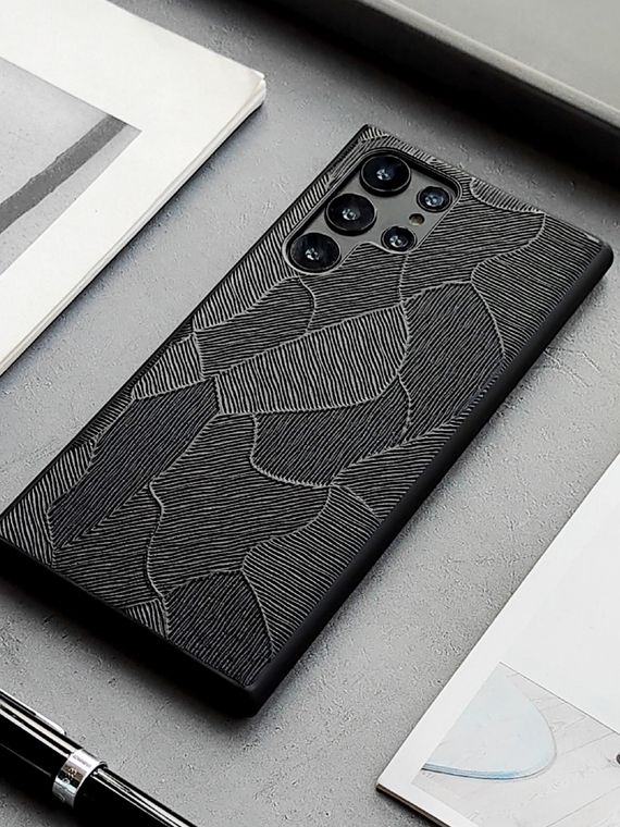 Embossed Pattern Genuine Leather S24, S24 Plus, S24 Ultra Samsung Phone Case