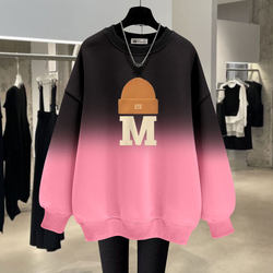 Hooded loose mid-length sweatshirt with letters Hooded loose mid-length sweatshirt with letters
