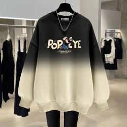 Loose round neck sweatshirt mid-length thin style Loose round neck sweatshirt mid-length thin style