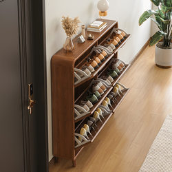 Shoe Cabinet for Home Entrance, Ultra-Thin Narrow Flip-Top Style, New Chinese-Style Solid Wood Frame Shoe Rack for Small Apartments Shoe Cabinet for Home Entrance, Ultra-Thin Narrow Flip-Top Style, New Chinese-Style Solid Wood Frame Shoe Rack for Small Apartments