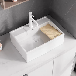 Deepened Side Drain Above Counter Basin Left and Right Drainage Balcony Ceramic Wash Basin Laundry Basin Large Size Household Wash Basin Deepened Side Drain Above Counter Basin Left and Right Drainage Balcony Ceramic Wash Basin Laundry Basin Large Size Household Wash Basin