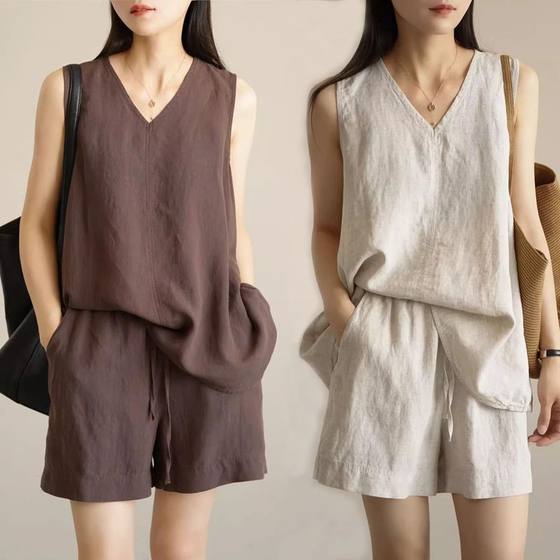 Single/Set 2025 Summer New Cotton and Lines Sleeveless Vest Top Thin Loose Breathable Shorts Two-Piece Set Women
Single/Set 2025 Summer New Cotton and Lines Sleeveless Vest Top Thin Loose Breathable Shorts Two-Piece Set Women
