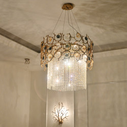 Nordic post-modern light luxury living room, restaurant, bedroom, tea room, exhibition hall, clothing store, all-copper branch gem crystal chandelier Nordic post-modern light luxury living room, restaurant, bedroom, tea room, exhibition hall, clothing store, all-copper branch gem crystal chandelier