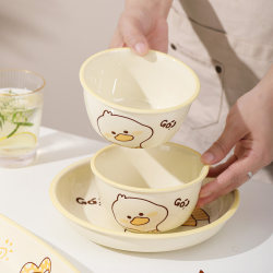 Cream-Style Ceramic Bowl, Household Cartoon Dish, Cute Rice Bowl, Soup Bowl, Underglaze Color, Children's Tableware, High Temperature Resistant Cream-Style Ceramic Bowl, Household Cartoon Dish, Cute Rice Bowl, Soup Bowl, Underglaze Color, Children's Tableware, High Temperature Resistant