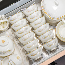 2025 Jingdezhen Bowl and Plate Set, Chinese Style, High Aesthetic, Simple Ceramic Bone China Tableware Set, Bowls and Plates for Moving into a New Home 2025 Jingdezhen Bowl and Plate Set, Chinese Style, High Aesthetic, Simple Ceramic Bone China Tableware Set, Bowls and Plates for Moving into a New Home