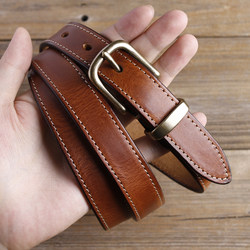 Brass Leather Pin Buckle Vintage Handmade Genuine Leather Belt Hong Kong Style Denim Versatile Belt Simple Women's Belt Casual Brass Leather Pin Buckle Vintage Handmade Genuine Leather Belt Hong Kong Style Denim Versatile Belt Simple Women's Belt Casual