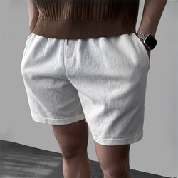 Korean men's cotton and linen skin-friendly cuffed designer shorts Korean men's cotton and linen skin-friendly cuffed designer shorts