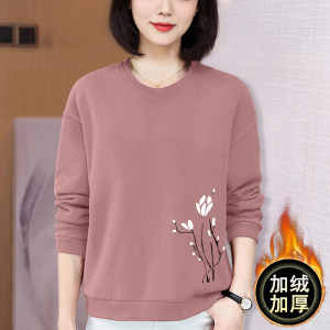 Thickened sweatshirt for women in autumn and winter new style mother suit loose plus velvet middle-aged and elderly women's large size warm top spring and autumn 
Thickened sweatshirt for women in autumn and winter new style mother suit loose plus velvet middle-aged and elderly women's large size warm top spring and autumn