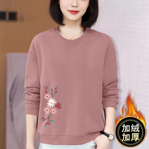 Velvet thickened sweatshirt for women autumn and winter new loose printed middle-aged and elderly mothers spring and autumn large size tops to keep warm 
Velvet thickened sweatshirt for women autumn and winter new loose printed middle-aged and elderly mothers spring and autumn large size tops to keep warm