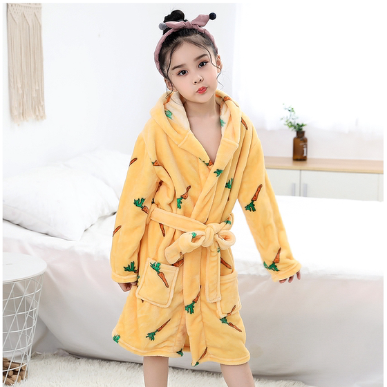 Children's clothing children's bathrobe medium and large boys and girls pajamas autumn and winter baby coral fleece nightgown home service flannel Children's clothing children's bathrobe medium and large boys and girls pajamas autumn and winter baby coral fleece nightgown home service flannel
