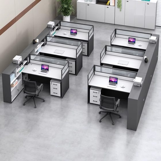 Staff desk staff station simple modern f-shaped 4/6 six-person financial table screen work station partition card holder 
Staff desk staff station simple modern f-shaped 4/6 six-person financial table screen work station partition card holder