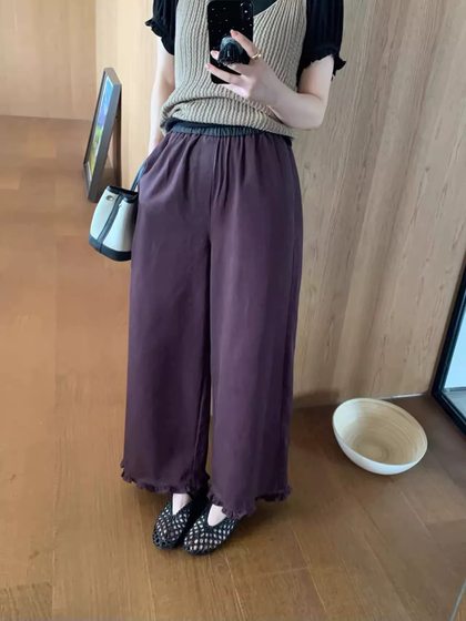 Welfare Kaman OQQO167 autumn new Korean elastic waist loose wood ear lace wide-leg pants
Welfare Kaman OQQO167 autumn new Korean elastic waist loose wood ear lace wide-leg pants