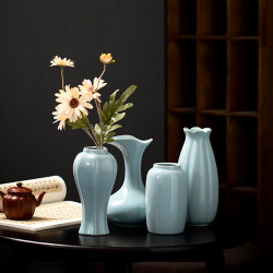 Ruyao Retro Vase Decoration, Simple Living Room Water-Cultured Flower Arrangement, Guesthouse Study, Home Ceramic Exquisite Creative Flower Vessel Ruyao Retro Vase Decoration, Simple Living Room Water-Cultured Flower Arrangement, Guesthouse Study, Home Ceramic Exquisite Creative Flower Vessel