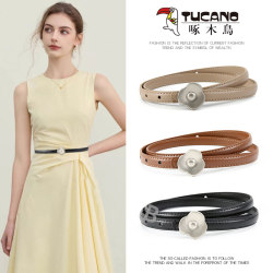 Woodpecker's New Women's Floral Belt, Versatile and Matching with Skirts, Thin Genuine Leather Belt with a Stylish Design, Suitable for Jeans Woodpecker's New Women's Floral Belt, Versatile and Matching with Skirts, Thin Genuine Leather Belt with a Stylish Design, Suitable for Jeans