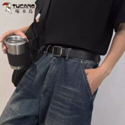 Woodpecker Pin Buckle Belt for Men, Trendy Korean Style Jeans Belt, Simple and Versatile for Young People, Unisex Jeans Decoration Woodpecker Pin Buckle Belt for Men, Trendy Korean Style Jeans Belt, Simple and Versatile for Young People, Unisex Jeans Decoration