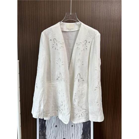 CHAO-grade recommendation! Heavy industry retro Japanese hollow embroidery minimalist collarless pure white linen suit jacket for women
CHAO-grade recommendation! Heavy industry retro Japanese hollow embroidery minimalist collarless pure white linen suit jacket for women