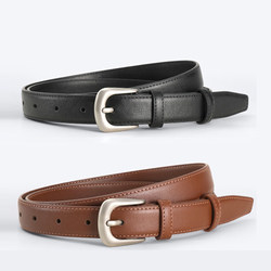 Women's Genuine Leather Belt with Shiny Silver Buckle, Fashionable Black Leather Belt, Versatile Decorative Design, Jeans Belt Women's Genuine Leather Belt with Shiny Silver Buckle, Fashionable Black Leather Belt, Versatile Decorative Design, Jeans Belt