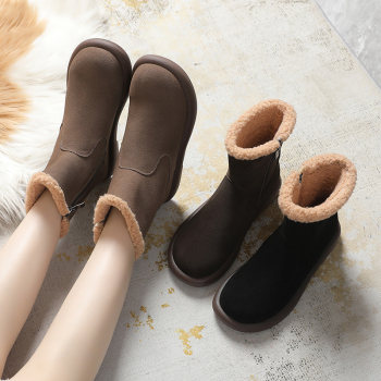 DaYaYa plus size women's shoes flat cowhide snow boots 
DaYaYa plus size women's shoes flat cowhide snow boots