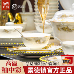 Jingdezhen Ceramic Tableware Set, Bowls and Plates, High-Quality Bone China Bowl and Plate Set, Household 2025 New Model Bowlware for Housewarming Jingdezhen Ceramic Tableware Set, Bowls and Plates, High-Quality Bone China Bowl and Plate Set, Household 2025 New Model Bowlware for Housewarming