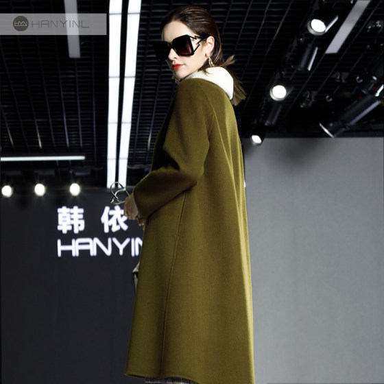 Double-sided fleece coat for women's mid-length fleece collar Korean loose temperament 2025 autumn and winter new high-end woolen jacket Double-sided fleece coat for women's mid-length fleece collar Korean loose temperament 2025 autumn and winter new high-end woolen jacket