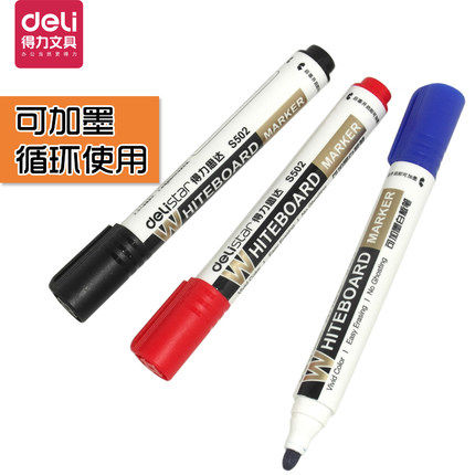 DELI S502 리필잉크 화이트보드 펜 대용량 리필잉크 수성 지우개 화이트보드 펜 -