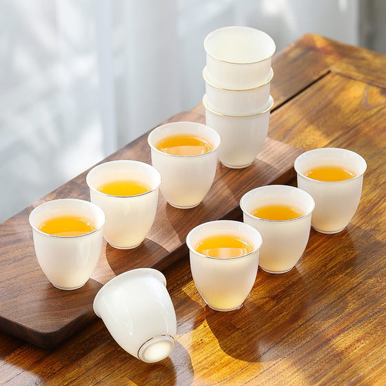 White porcelain tea cup 10 sheep fat jade Kungfu cup 6 ceramic tea cups home hospitality drinking tea special guest cup White porcelain tea cup 10 sheep fat jade Kungfu cup 6 ceramic tea cups home hospitality drinking tea special guest cup