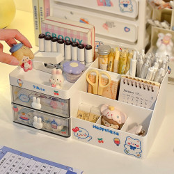 Cute Desktop Storage Box Transparent Rabbit Handle Stationery Pen Holder Office Storage Rack Desk Drawer Arrangement Box Storage Rack Cute Desktop Storage Box Transparent Rabbit Handle Stationery Pen Holder Office Storage Rack Desk Drawer Arrangement Box Storage Rack